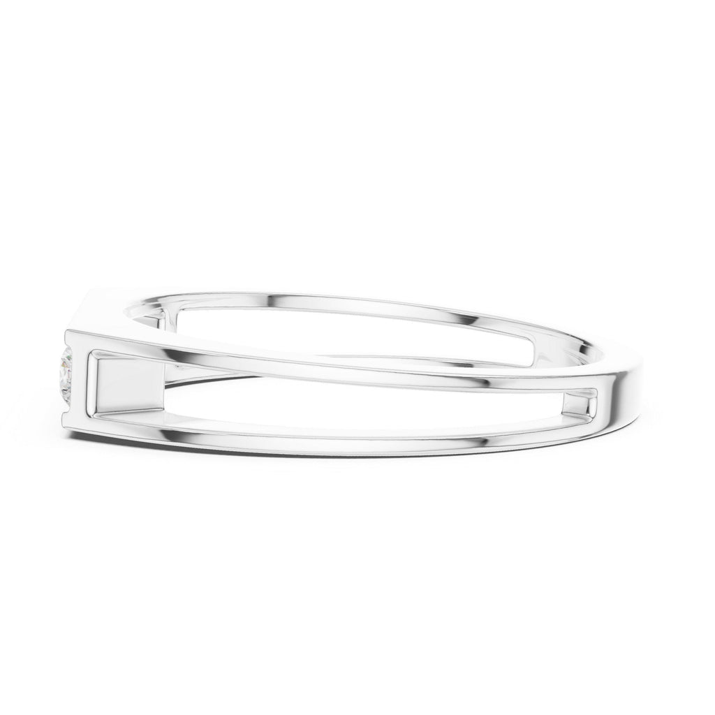 Men's Open-Band Moissanite Ring with Pavé Bar – 925 Sterling Silver, 18K Gold Vermeil