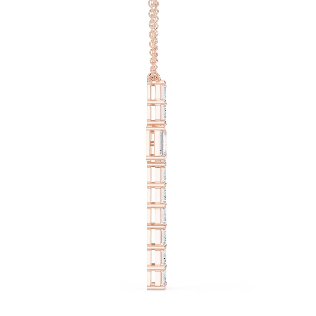 Baguette Moissanite Cross Pendant Necklace – 925 Sterling Silver, 18K Gold Vermeil