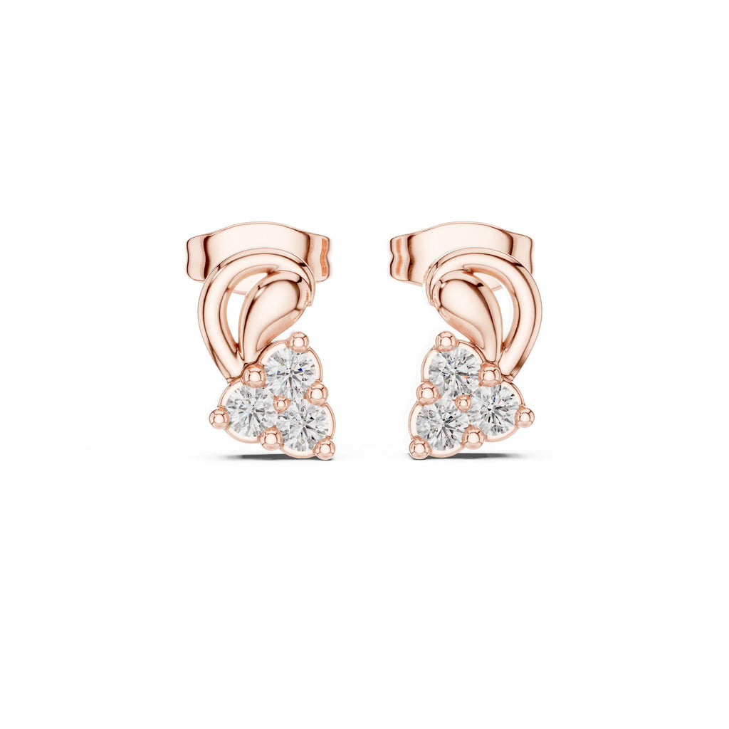 Moissanite Paisley Swirl Stud Earrings – 925 Sterling Silver, 18K Gold Vermeil