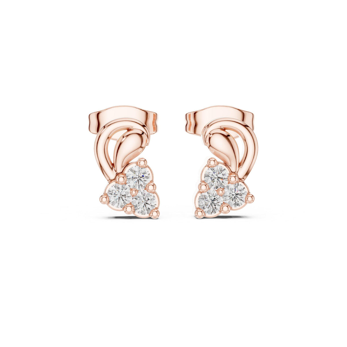 Moissanite Paisley Swirl Stud Earrings – 925 Sterling Silver, 18K Gold Vermeil