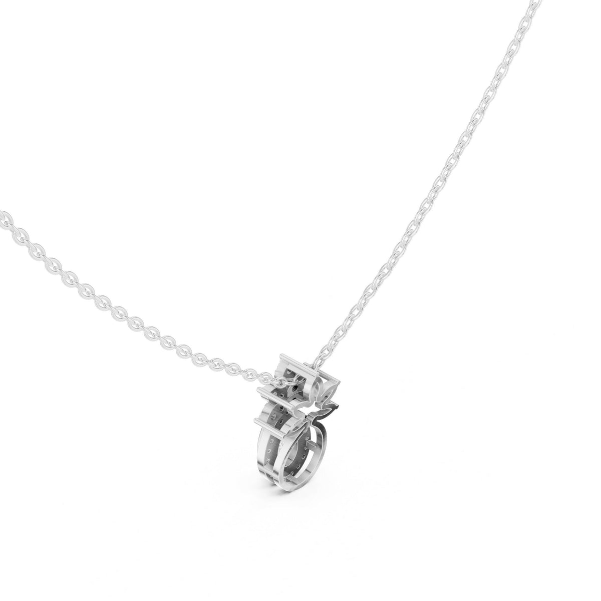 Pear Moissanite Halo Pendant with Marquise Crown – 925 Sterling Silver, 18K Gold Vermeil