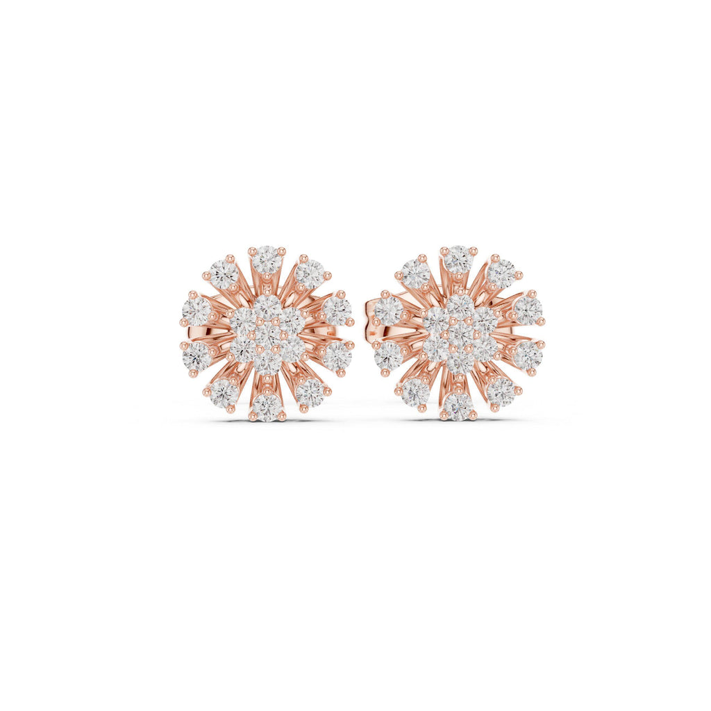 Moissanite Pavé Daisy Stud Earrings – 925 Sterling Silver, 18K Gold Vermeil