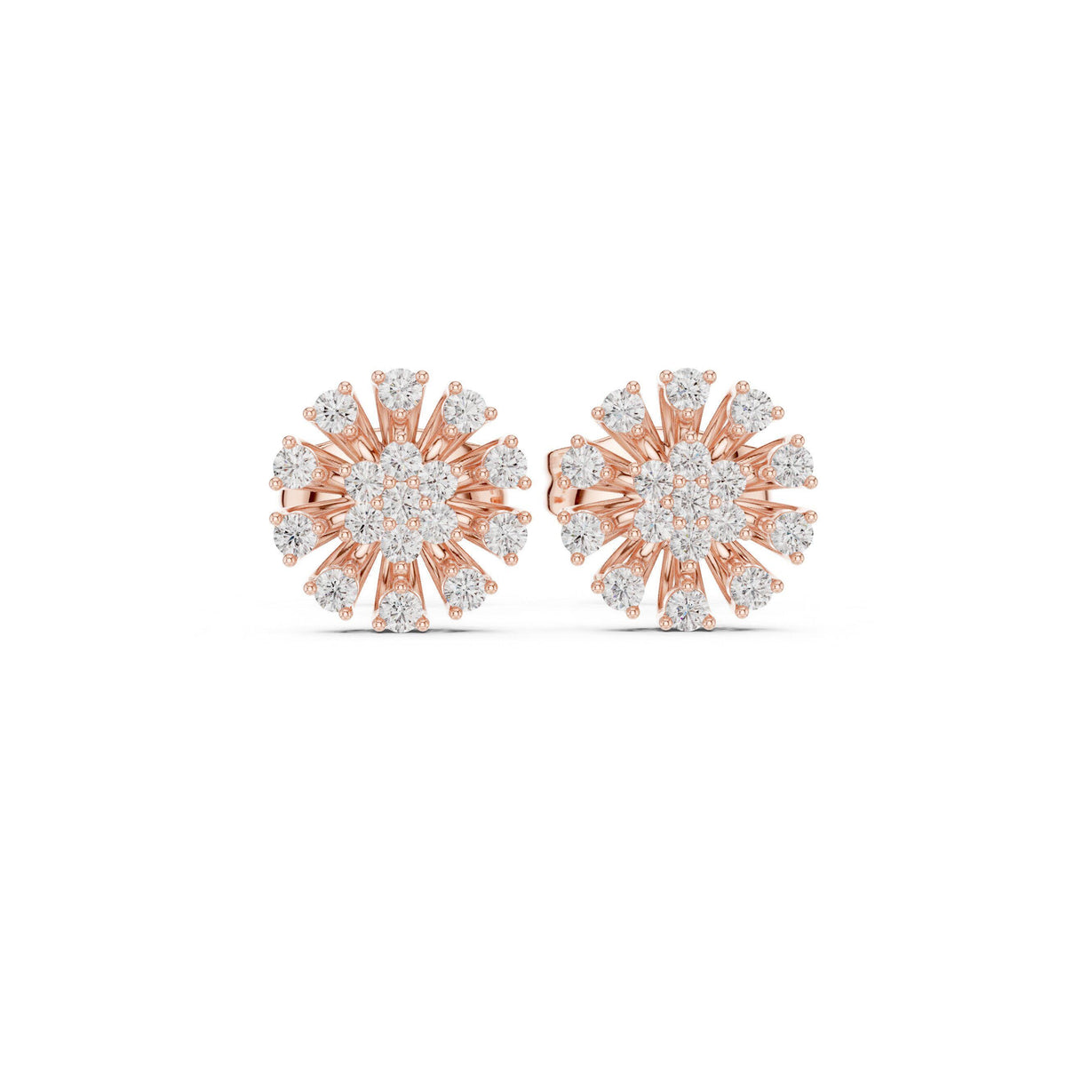 Moissanite Pavé Daisy Stud Earrings – 925 Sterling Silver, 18K Gold Vermeil