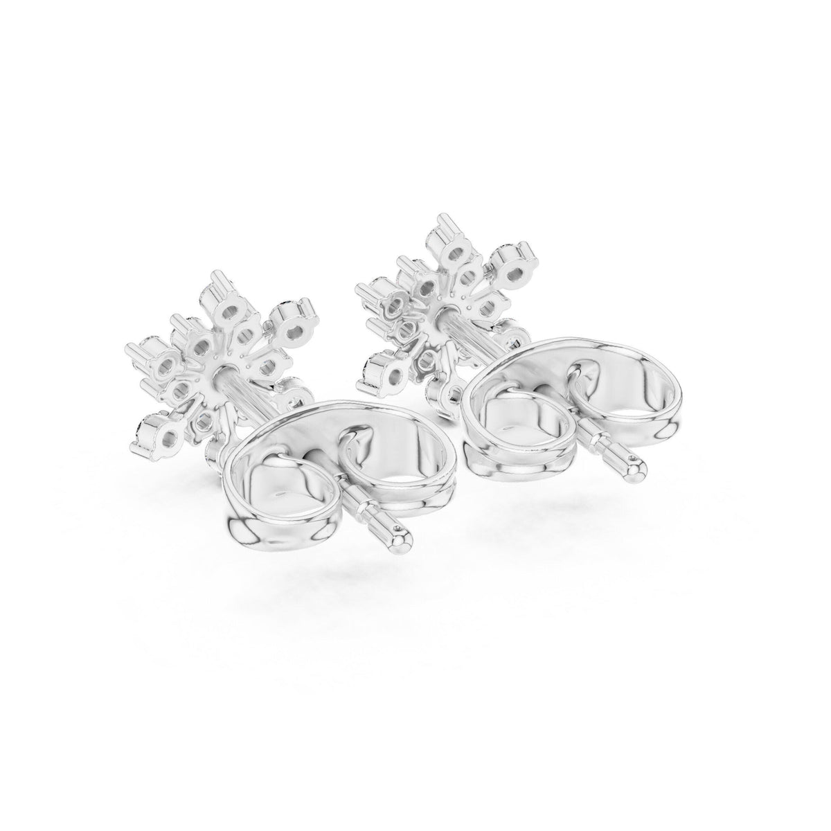 Moissanite Snowflake Cluster Stud Earrings – 925 Sterling Silver, 18K Gold Vermeil