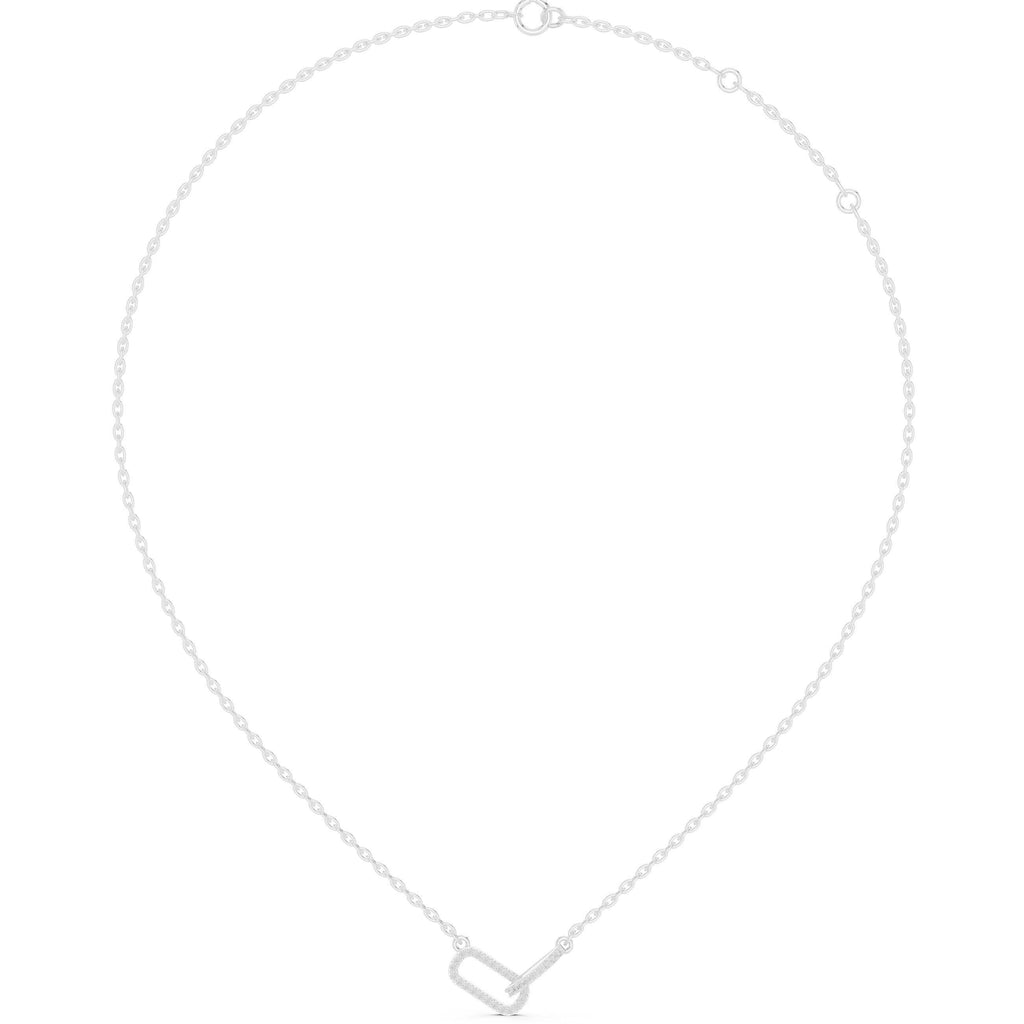 Moissanite Pavé Paperclip Bar Necklace – 925 Sterling Silver, 18K Gold Vermeil