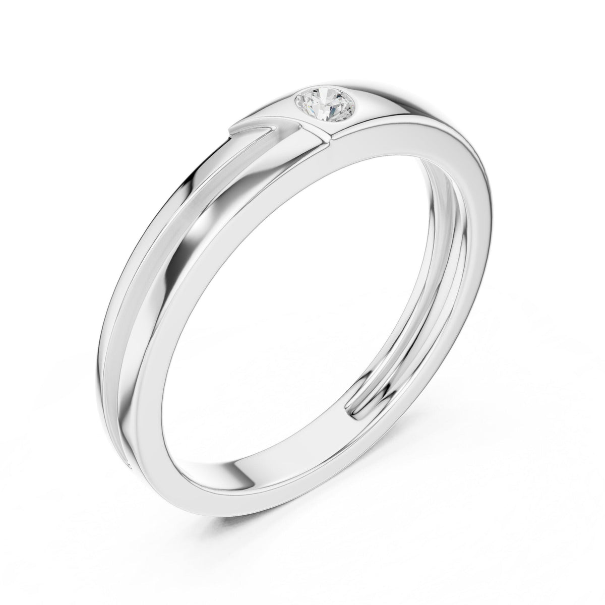 Men's Slim Moissanite Band with Round Accent Stone – 925 Sterling Silver, 18K Gold Vermeil