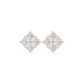Princess Moissanite Four-Stone Stud Earrings – 925 Sterling Silver, 18K Gold Vermeil