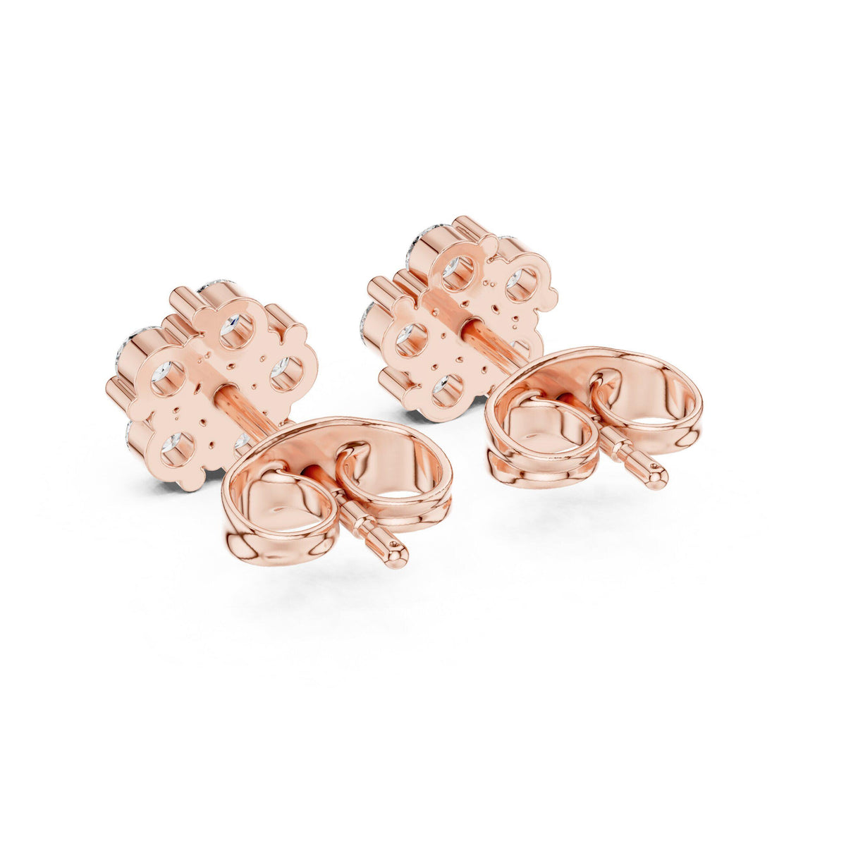 Moissanite Pinwheel Cluster Stud Earrings – 925 Sterling Silver, 18K Gold Vermeil