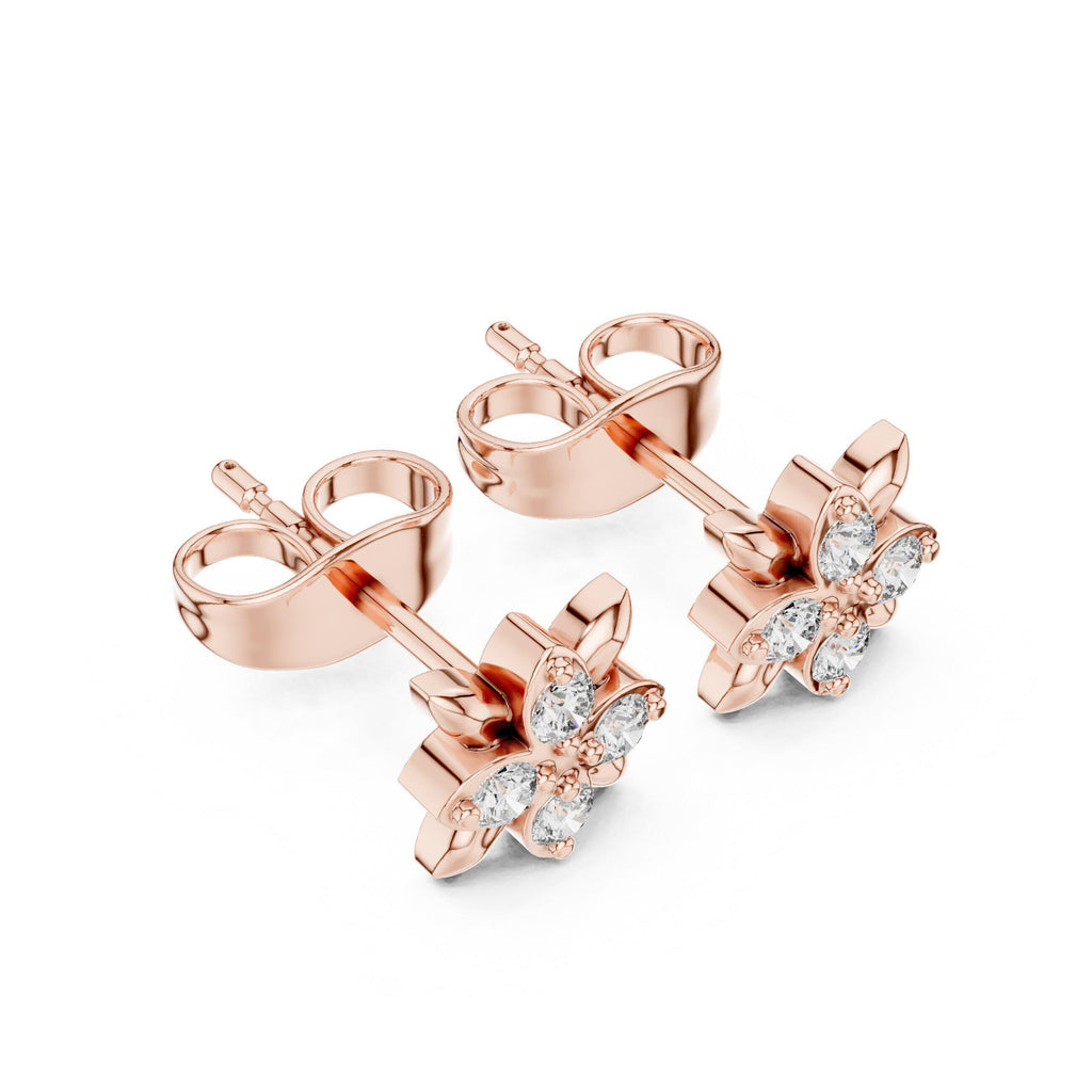 Moissanite Flower Star Stud Earrings – 925 Sterling Silver, 18K Gold Vermeil