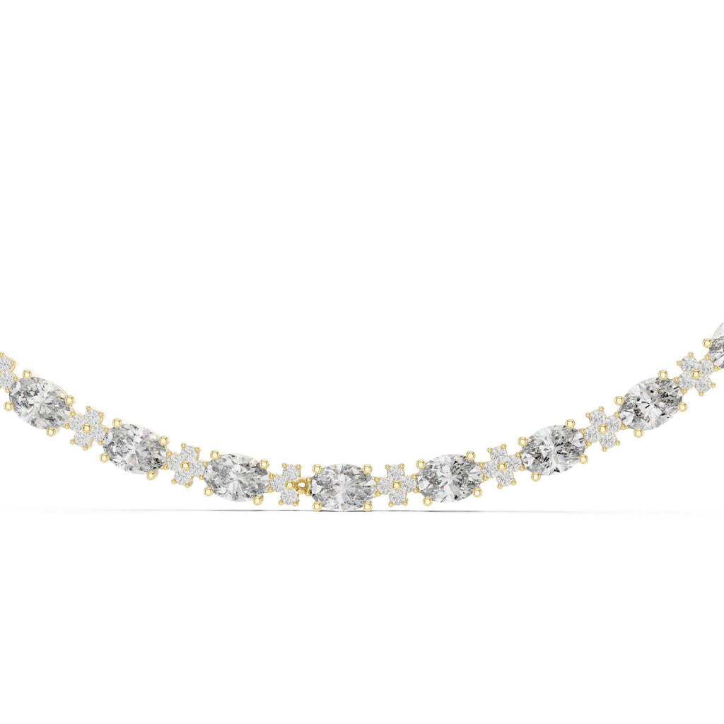 Round & Oval Moissanite Tennis Necklace – 925 Sterling Silver, 18K Gold Vermeil