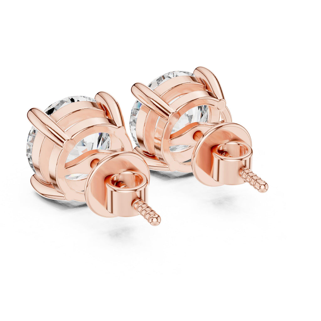 8mm Round Moissanite Four-Prong Stud Earrings – 925 Sterling Silver, 18K Gold Vermeil