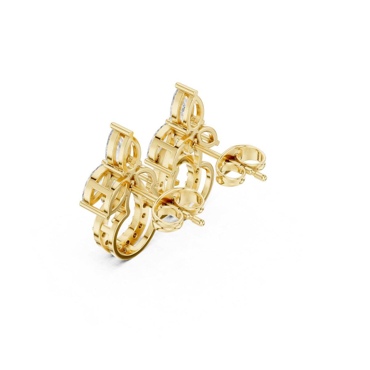 Marquise Moissanite Swirl Drop Stud Earrings – 925 Sterling Silver, 18K Gold Vermeil