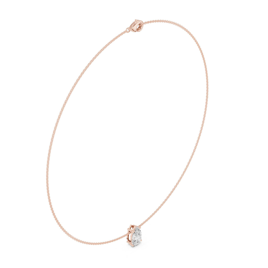 Pear Moissanite Solitaire Necklace – 925 Sterling Silver, 18K Gold Vermeil