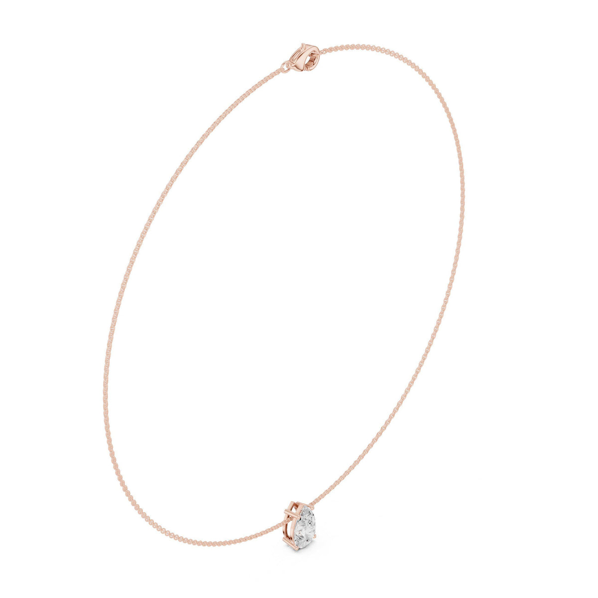Pear Moissanite Solitaire Necklace – 925 Sterling Silver, 18K Gold Vermeil