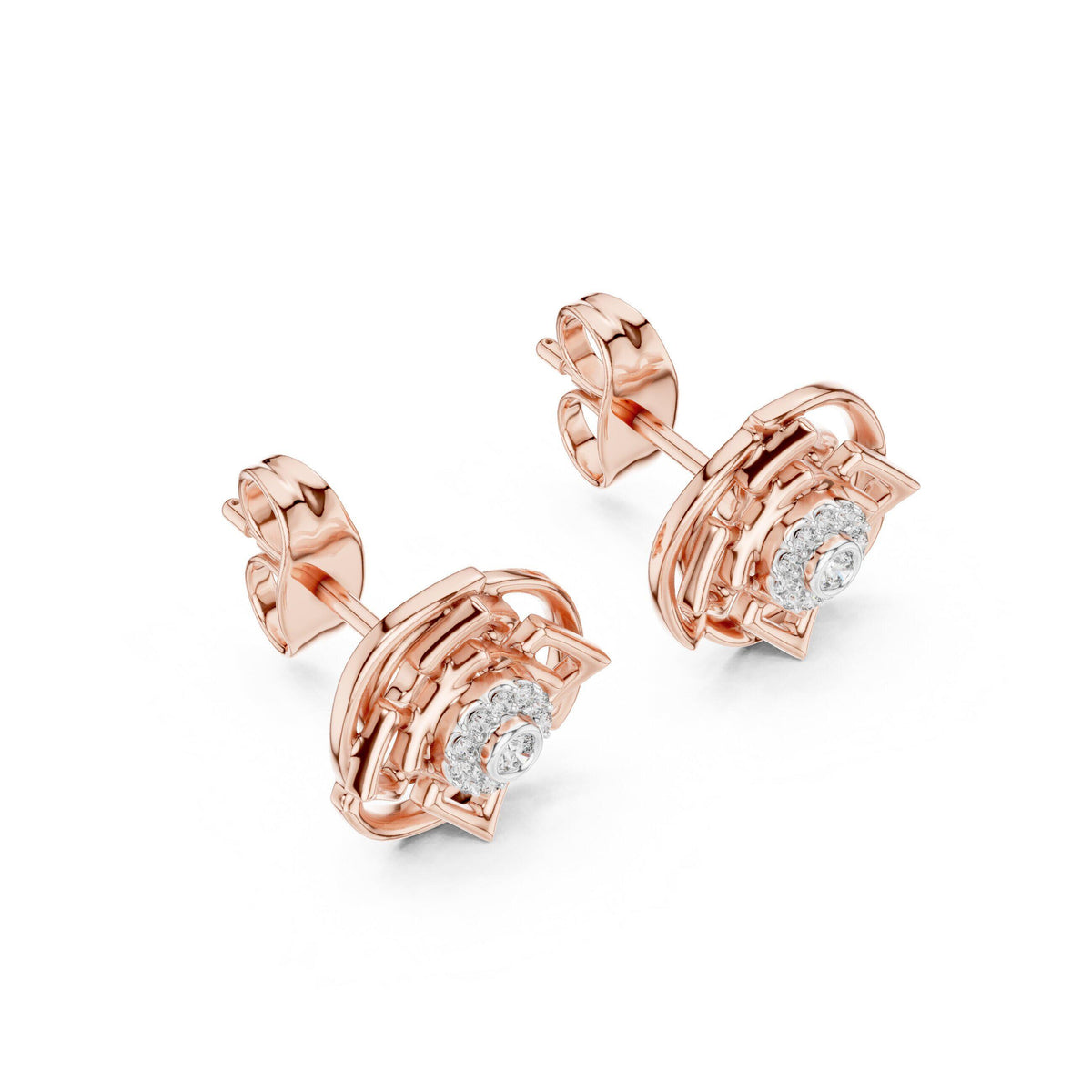 Moissanite Halo Rosette Stud Earrings – 925 Sterling Silver, 18K Gold Vermeil