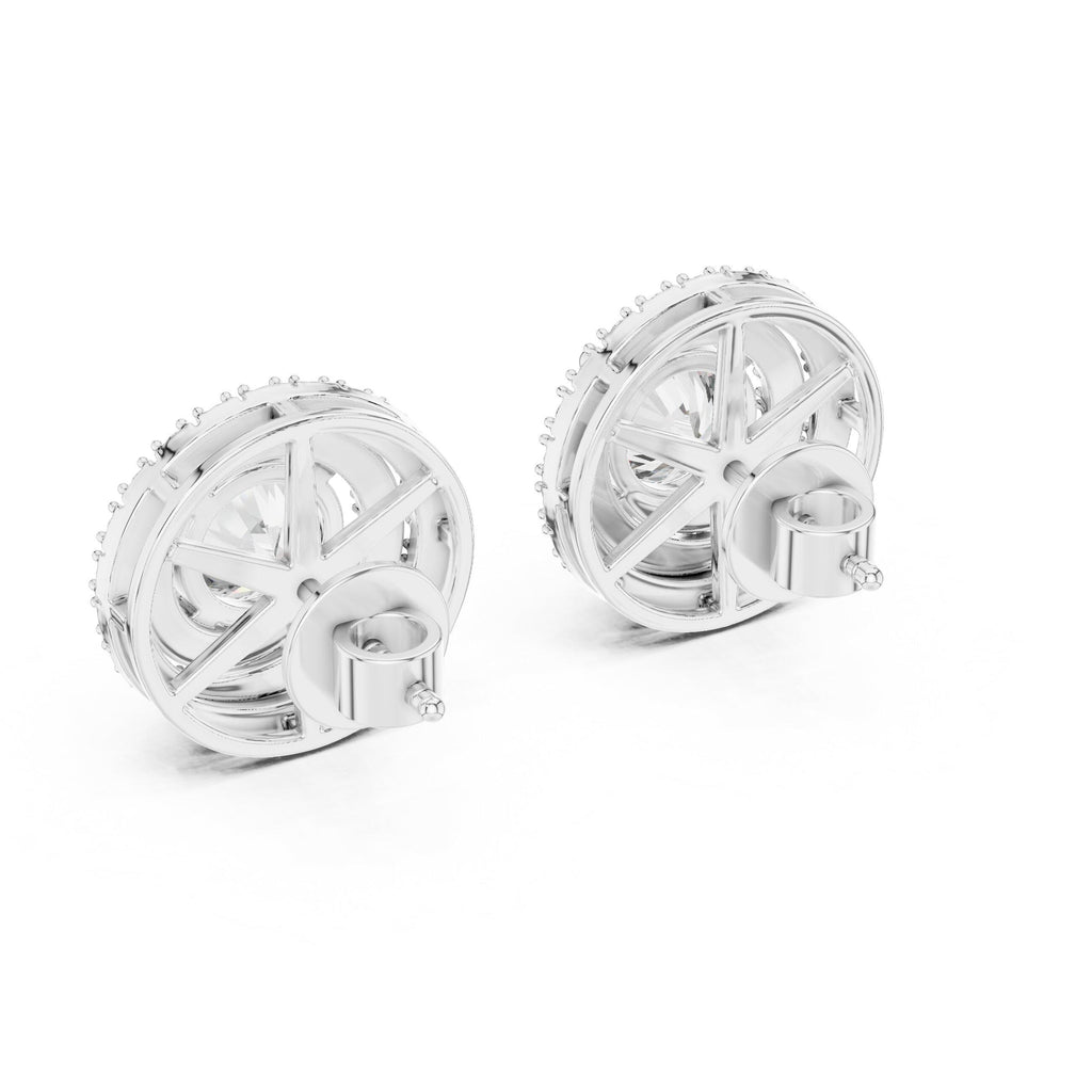 7mm Round Moissanite Double-Halo Stud Earrings – 925 Sterling Silver, 18K Gold Vermeil