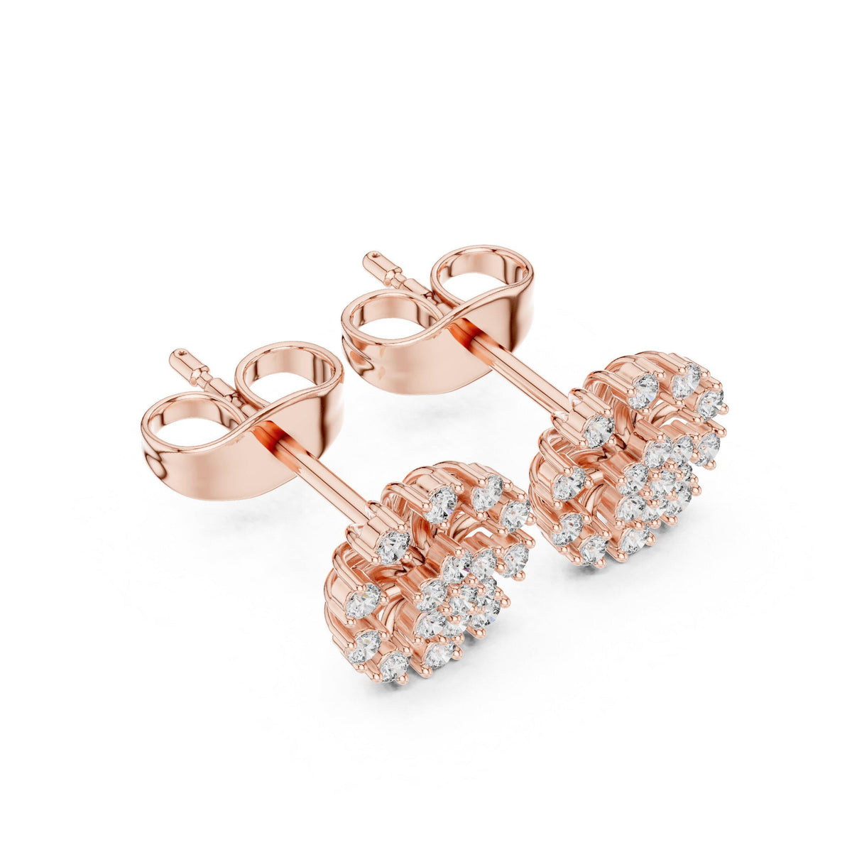 Moissanite Pavé Daisy Stud Earrings – 925 Sterling Silver, 18K Gold Vermeil