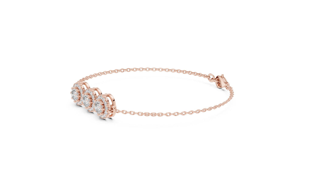 Triple-Halo Round Moissanite Bracelet – 925 Sterling Silver, 18K Gold Vermeil