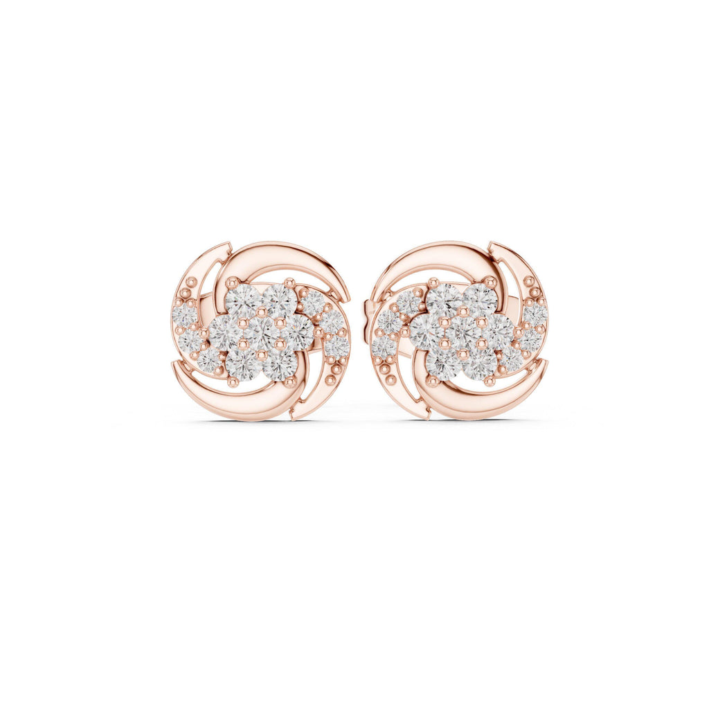 Moissanite Pavé Pinwheel Stud Earrings – 925 Sterling Silver, 18K Gold Vermeil