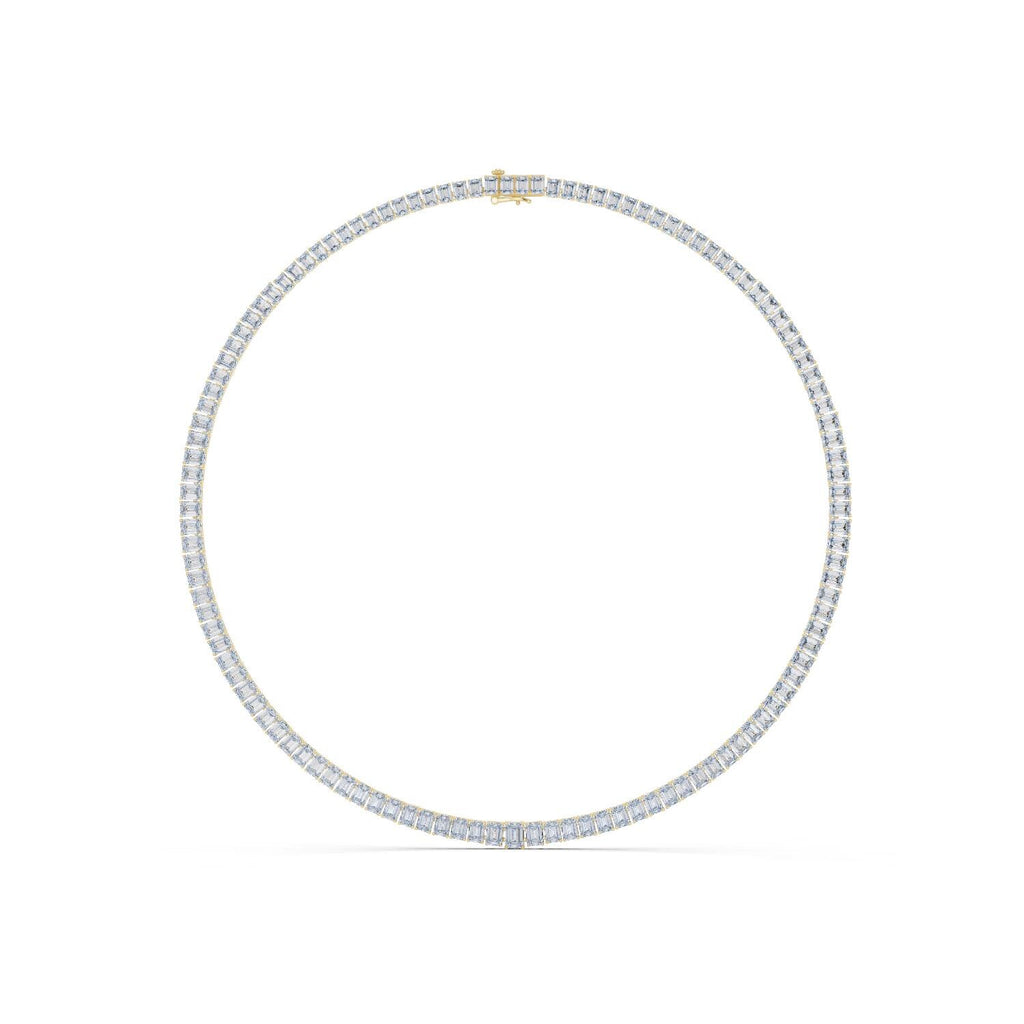 Baguette Moissanite Tennis Necklace – 925 Sterling Silver, 18K Gold Vermeil