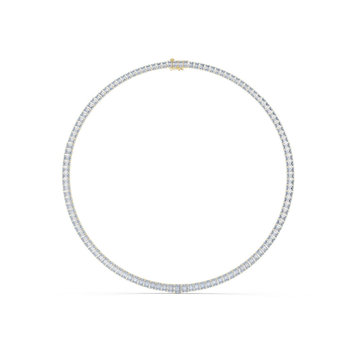Baguette Moissanite Tennis Necklace – 925 Sterling Silver, 18K Gold Vermeil