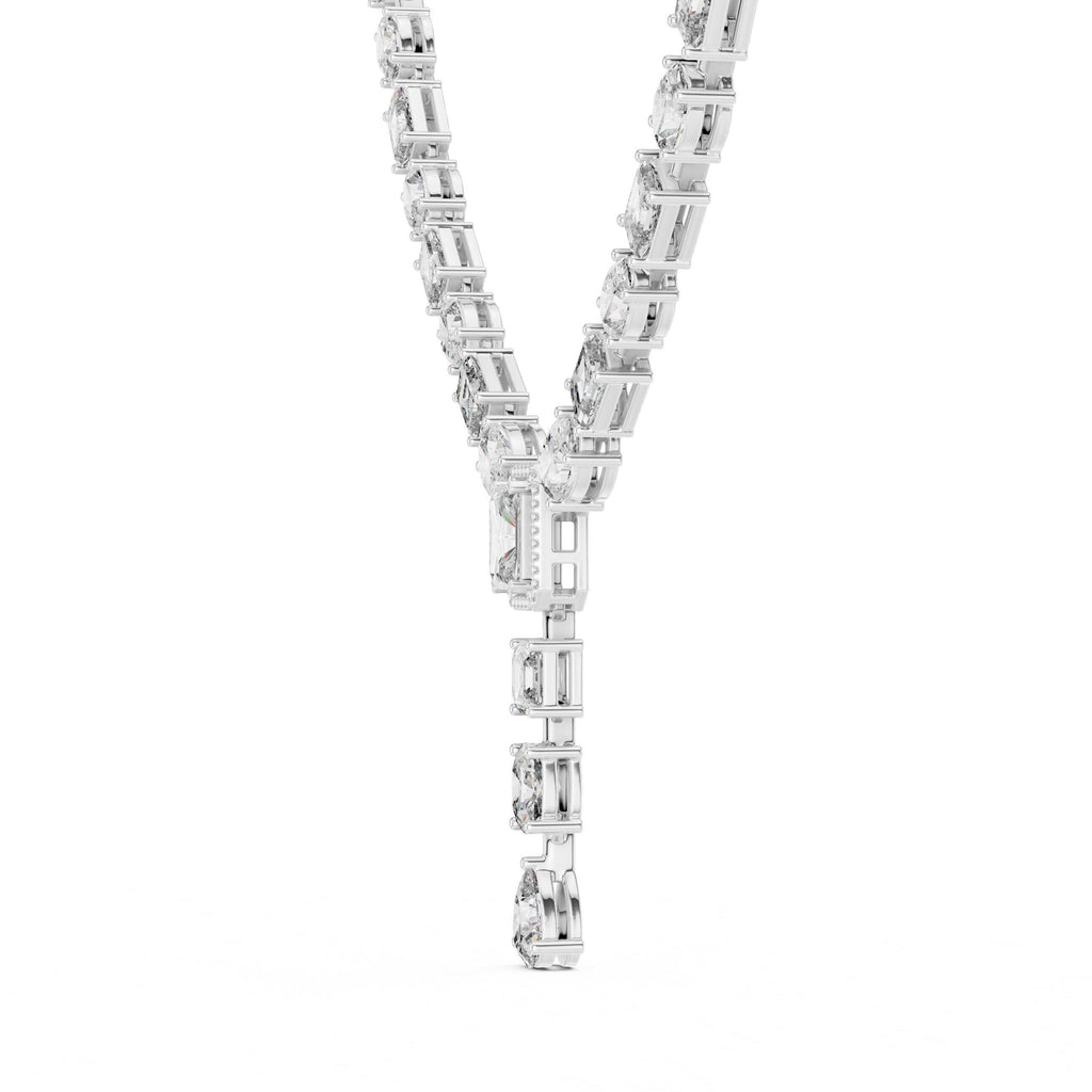 Mixed-Cut Moissanite Y-Drop Tennis Necklace – 925 Sterling Silver, 18K Gold Vermeil