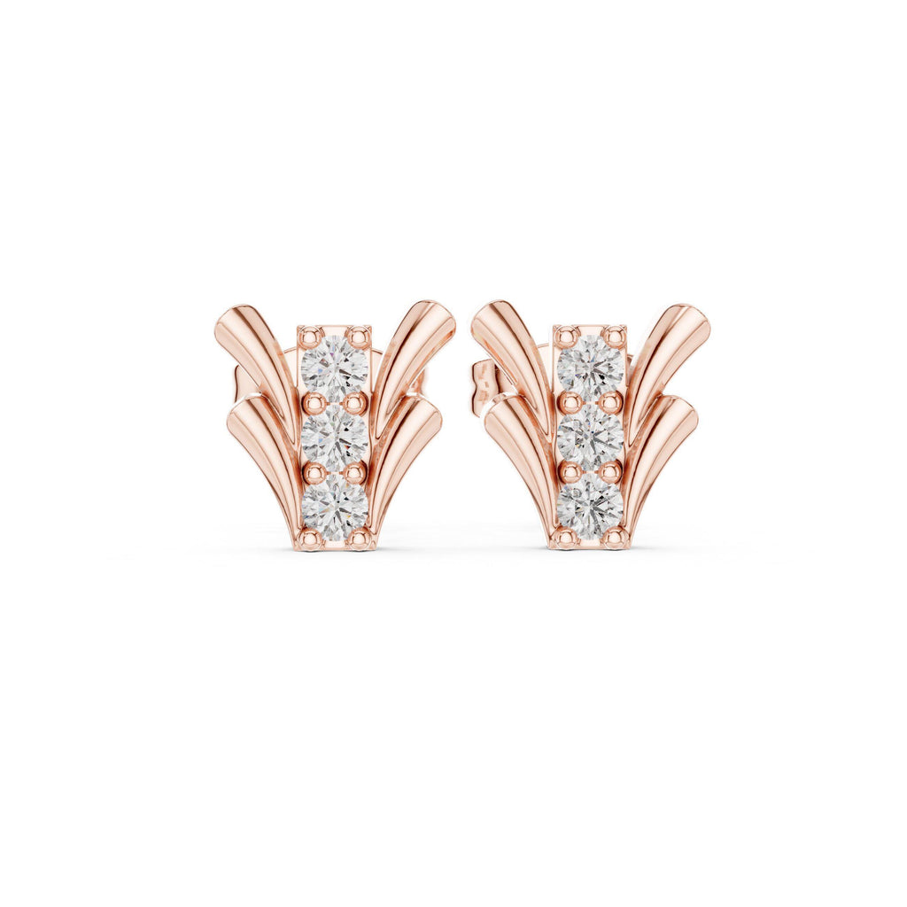 Moissanite Tulip Bar Stud Earrings – 925 Sterling Silver, 18K Gold Vermeil