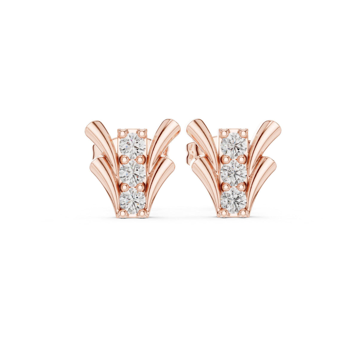 Moissanite Tulip Bar Stud Earrings – 925 Sterling Silver, 18K Gold Vermeil