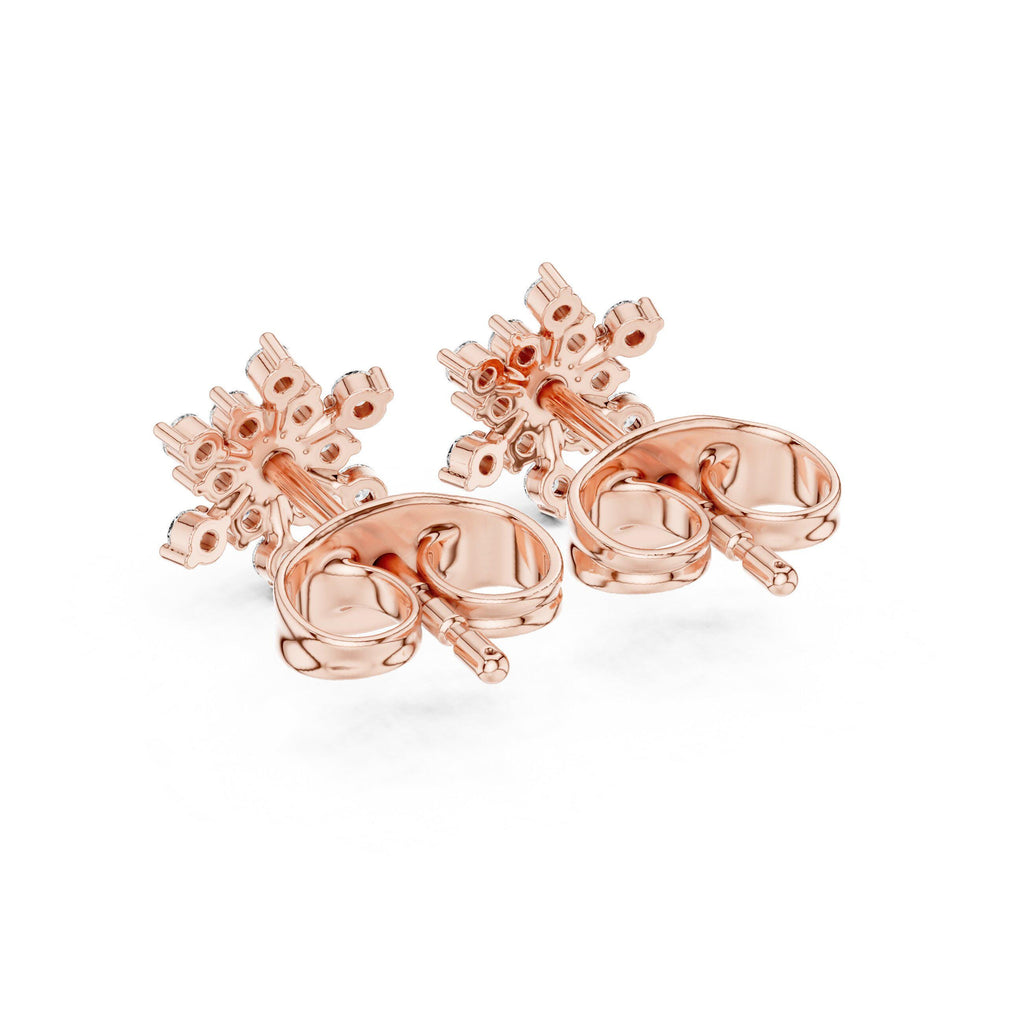 Moissanite Snowflake Cluster Stud Earrings – 925 Sterling Silver, 18K Gold Vermeil