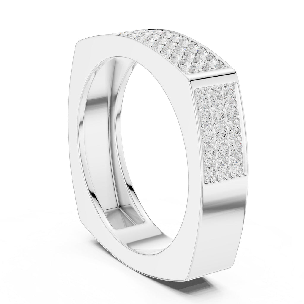 Men's Square-Profile Pavé Moissanite Band – 925 Sterling Silver, 18K Gold Vermeil