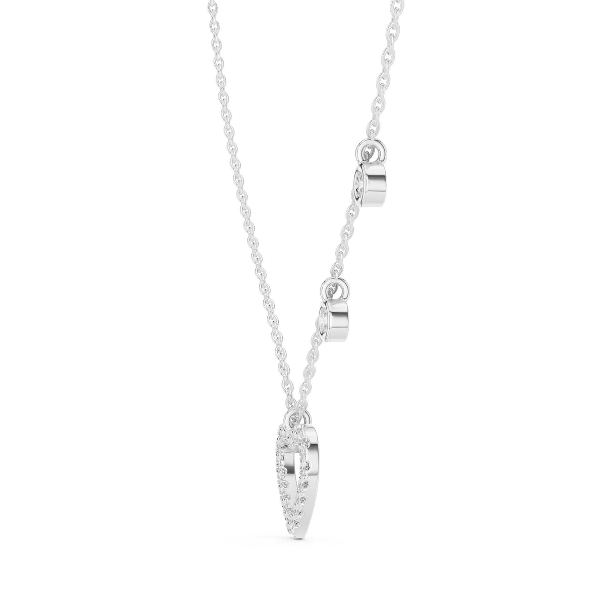 Moissanite Pavé Open Heart Charm Necklace – 925 Sterling Silver, 18K Gold Vermeil