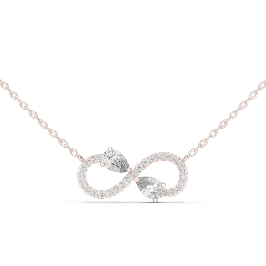 Pear Moissanite Pavé Infinity Necklace – 925 Sterling Silver, 18K Gold Vermeil
