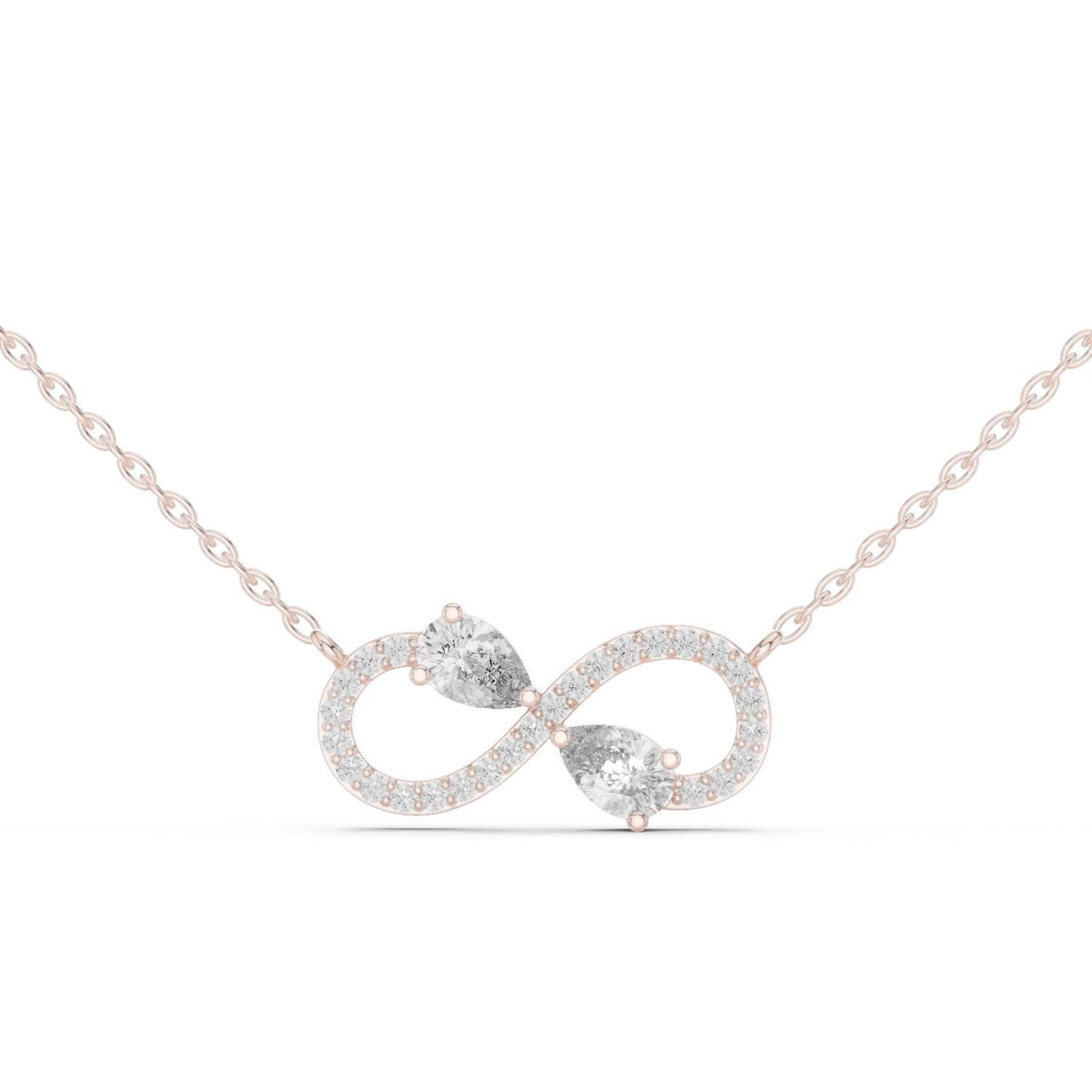 Pear Moissanite Pavé Infinity Necklace – 925 Sterling Silver, 18K Gold Vermeil