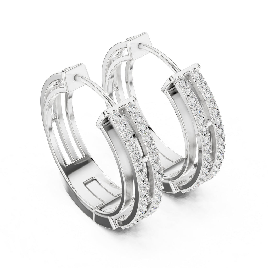 Moissanite Pavé Split Huggie Hoop Earrings – 925 Sterling Silver, 18K Gold Vermeil