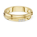Men's Layered-Band Moissanite Ring with Pavé Accent – 925 Sterling Silver, 18K Gold Vermeil
