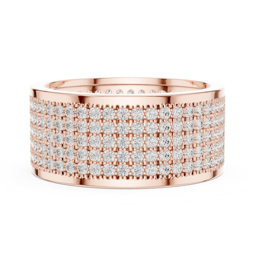 Men's Wide Multi-Row Pavé Moissanite Band – 925 Sterling Silver, 18K Gold Vermeil