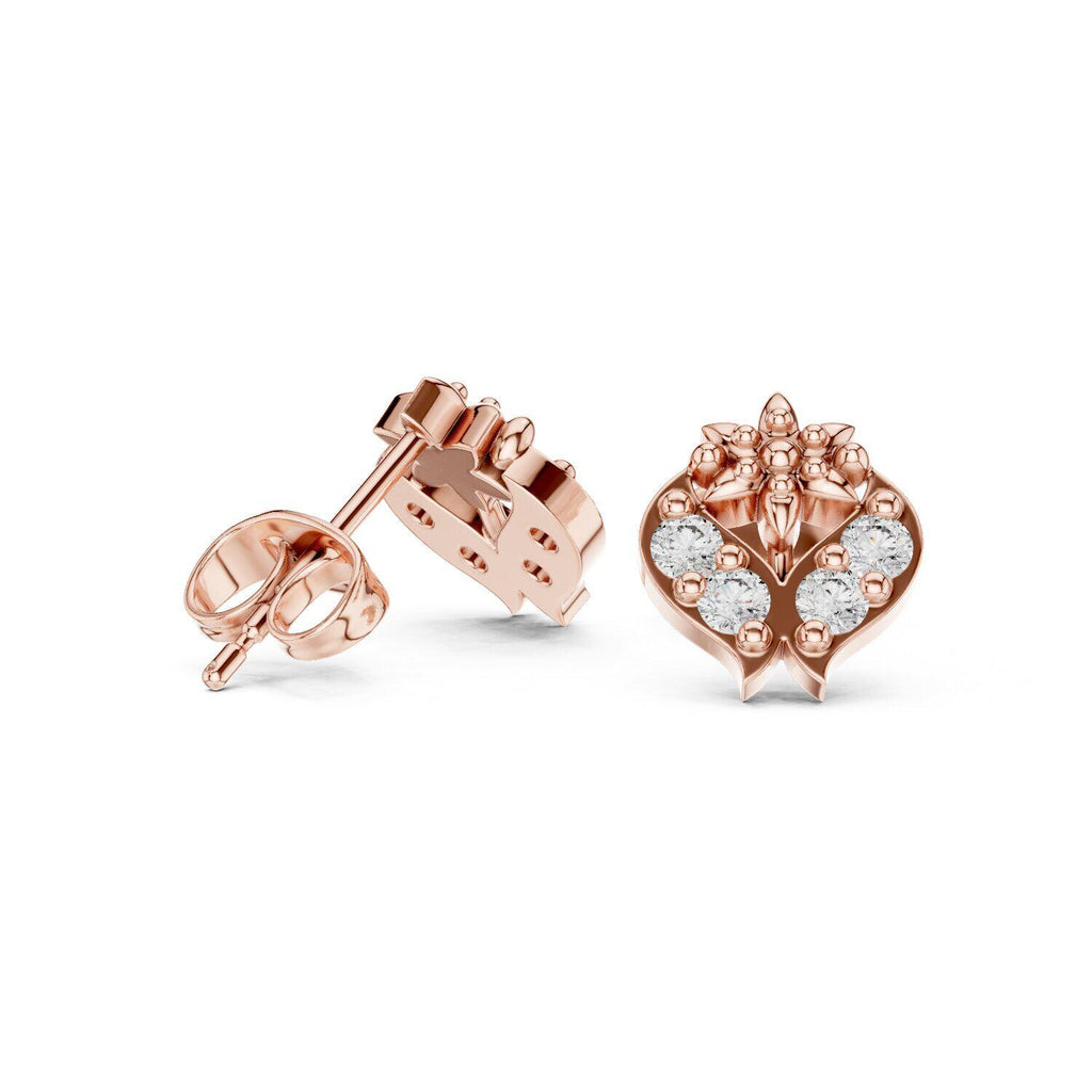 Moissanite Ornate Dome Stud Earrings – 925 Sterling Silver, 18K Gold Vermeil