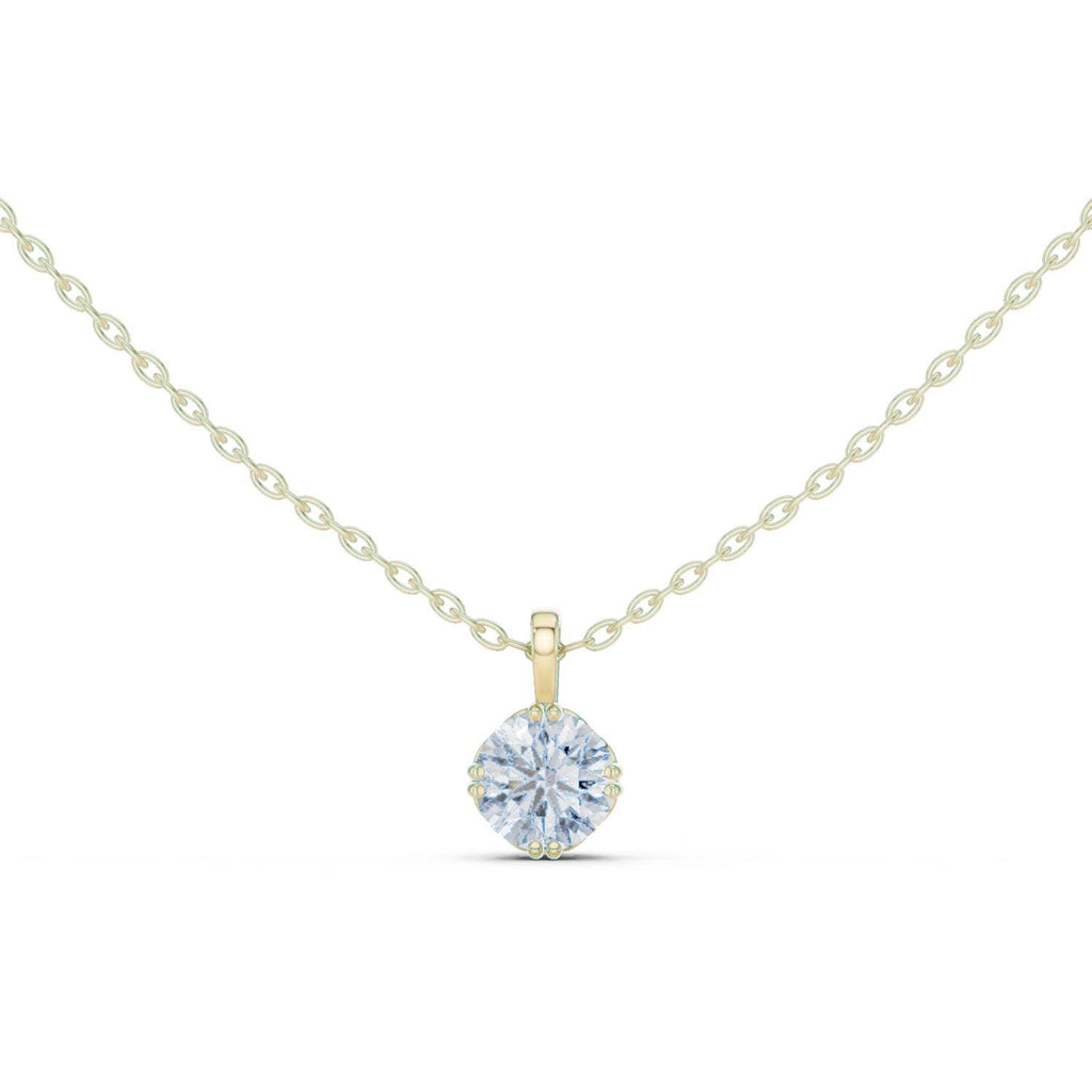 Round Moissanite Double-Prong Solitaire Necklace – 925 Sterling Silver, 18K Gold Vermeil