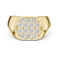 Men's Hexagon Pavé Moissanite Signet Ring – 925 Sterling Silver, 18K Gold Vermeil