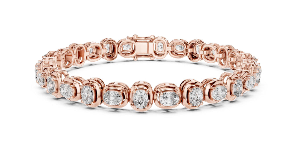 3x4mm Cushion Moissanite Tennis Bracelet – 925 Sterling Silver, 18K Gold Vermeil