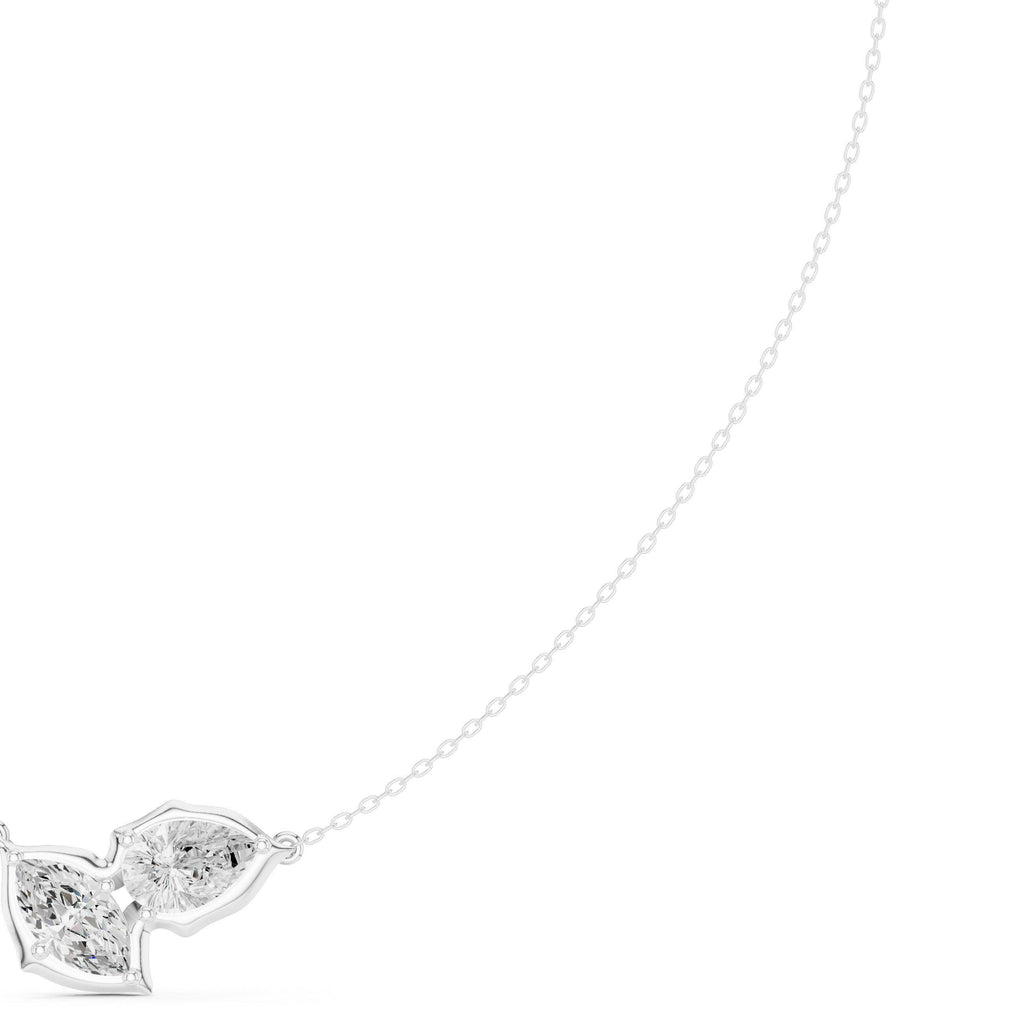 Pear & Marquise Moissanite Leaf Necklace – 925 Sterling Silver, 18K Gold Vermeil