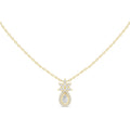 Pear Moissanite Halo Pendant with Marquise Crown – 925 Sterling Silver, 18K Gold Vermeil
