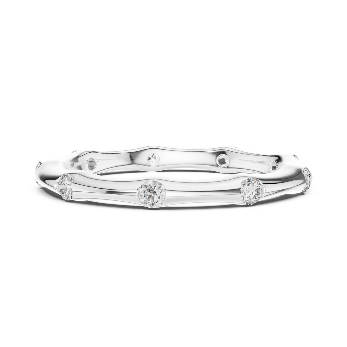 Station-Set Moissanite Stackable Band – 925 Sterling Silver, 18K Gold Vermeil