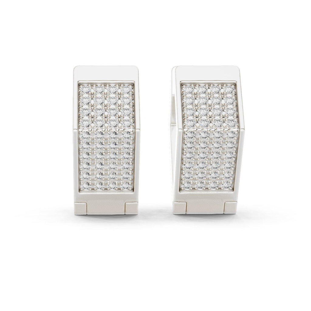 Moissanite Pavé Plug Hoop Earrings – 925 Sterling Silver, 18K Gold Vermeil