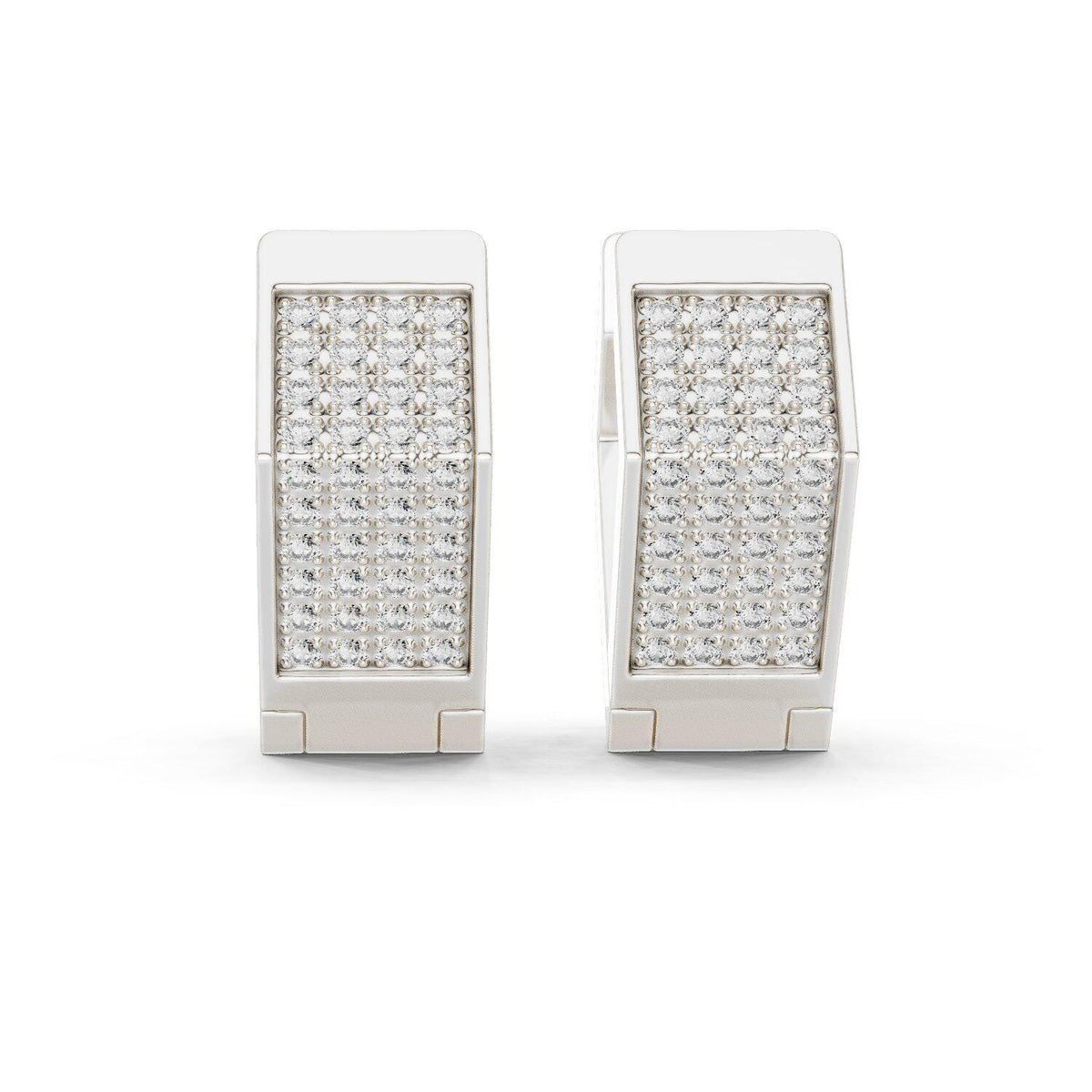 Moissanite Pavé Plug Hoop Earrings – 925 Sterling Silver, 18K Gold Vermeil