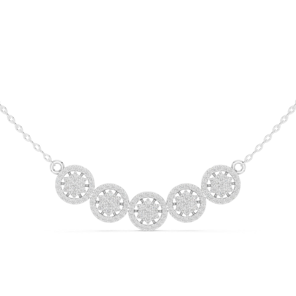 Moissanite Cluster Halo Trio Mangalsutra Necklace – 925 Sterling Silver, 18K Gold Vermeil