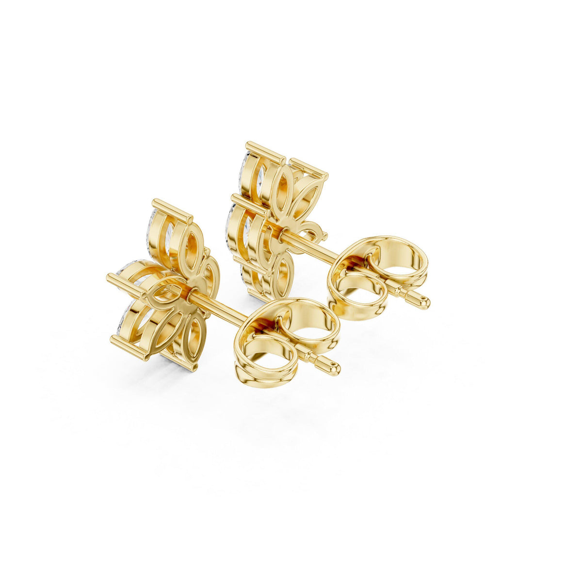 Marquise Moissanite Starburst Stud Earrings – 925 Sterling Silver, 18K Gold Vermeil