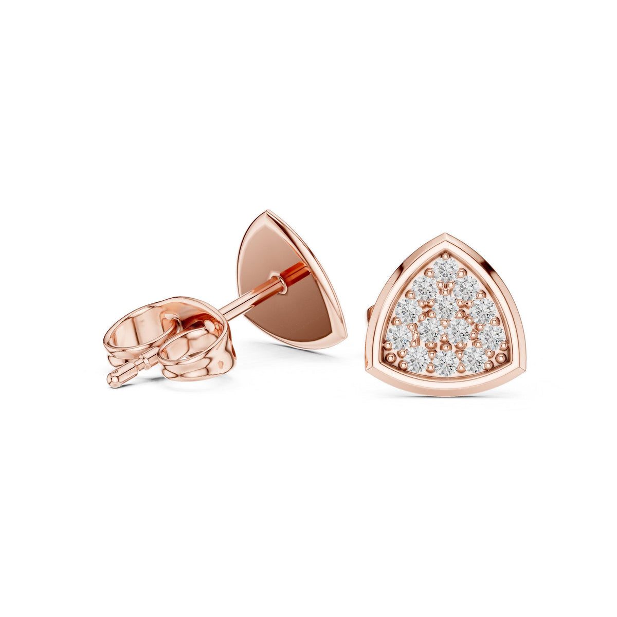 Moissanite Pavé Trillion Stud Earrings – 925 Sterling Silver, 18K Gold Vermeil