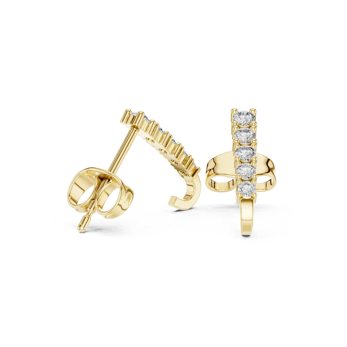 Moissanite Five-Stone Bar Stud Earrings – 925 Sterling Silver, 18K Gold Vermeil