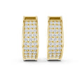 Moissanite Pavé Three-Row Huggie Hoop Earrings – 925 Sterling Silver, 18K Gold Vermeil